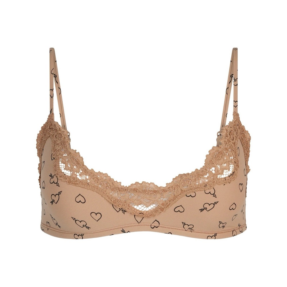 Skims Fits Everybody Lace Scoop Bralette - New - Mica Sketched  Hearts - Large
